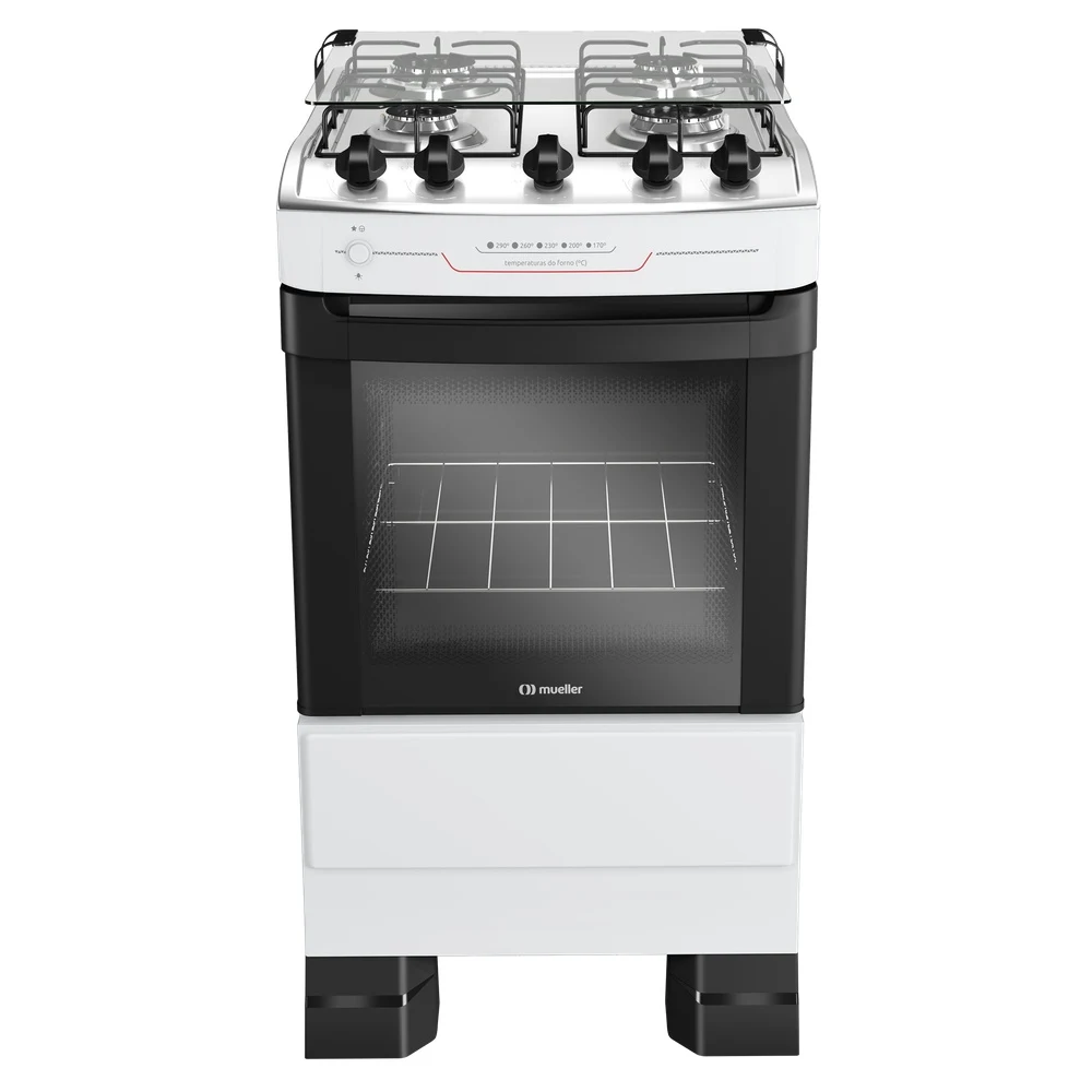 FOGÃO MUELLER 4 BOCAS COM MESA INOX E ACENDIMENTO AUTOMÁTICO TOTAL BRANCO MFI4BF BIVOLT